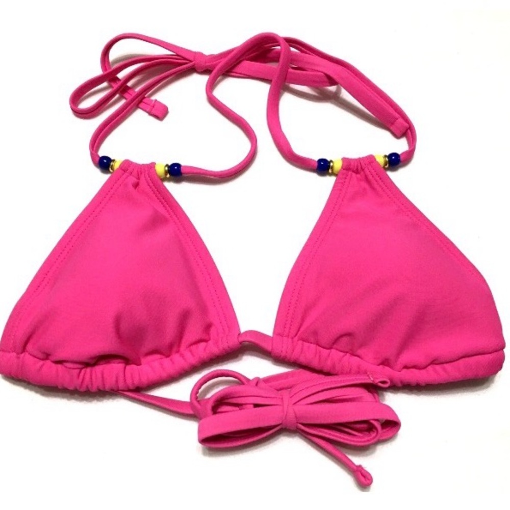 Wild Fable Size S (4-6) Pink Bead Wrap Triangle Removable Pad String Bikini Top